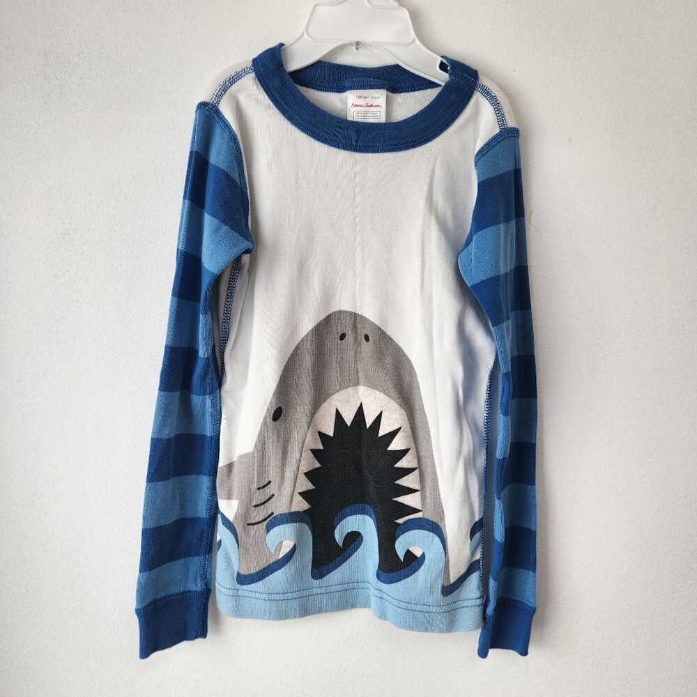 Hanna Andersson Shark Long Sleeve Sleep Pajama Top Tee Boys 6-7 (120cm)